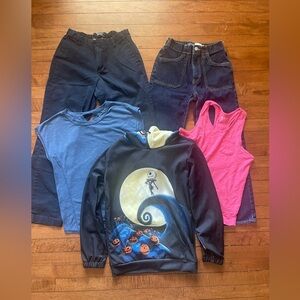 Girls Old Navy & Lands End pants w/ Nightmare Before Hoodie & shirts Bun…
